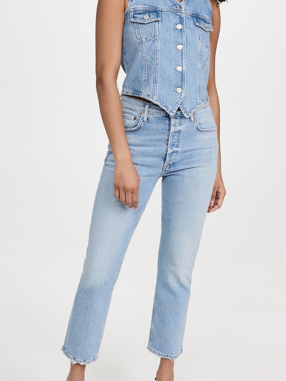 Like New Agolde Riley High Rise Straight Crop Jeans